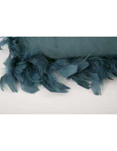 Cojín plumas azul rectangular 2