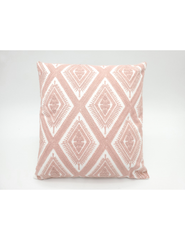 Cojín bordado rombos rosa pálido
