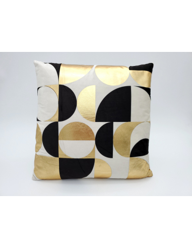 Cojín estampado abstr negro y oro