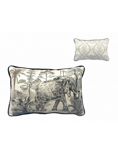 Cojín Jacard elefante y bordón doble...