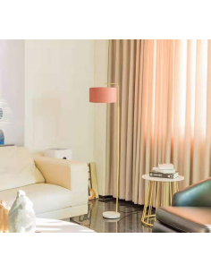 Lámpara pie metal mármol rosa