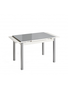 Mesa extensible de cristal blanco Génova para cocina