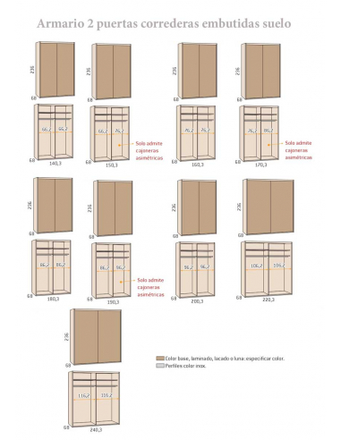 Armario 2 puertas correderas embutidas Armario 2 puertas correderas embutidas