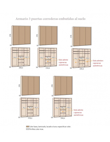 Armario 3 puertas correderas embutidas