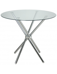 Mesa cristal patas metal...