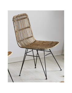 Silla Elia metal y rattán gris