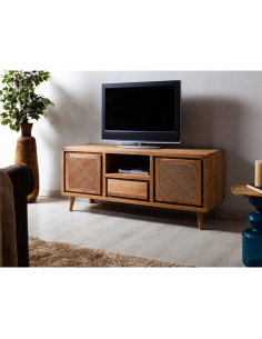 Mueble tv Nori acacia y rattán