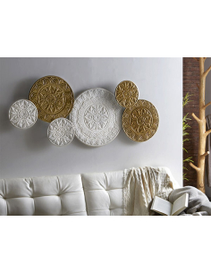 Panel metal mandalas blanco...