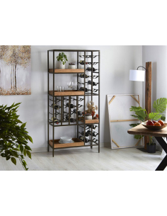 Botellero acacia y metal