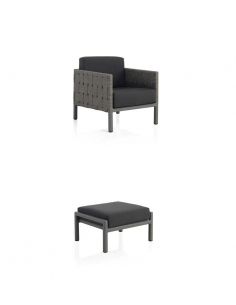 Conjunto jardín Cube sillón y puff 2