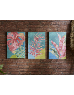 Set 3 Lienzo impr hojas color