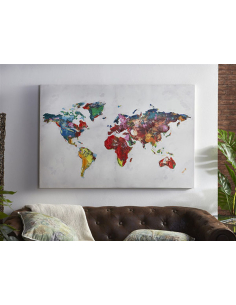 Lienzo impr mapa mundi colores