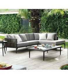 Conjunto jardín sofá chaise longue y mesitas Delta