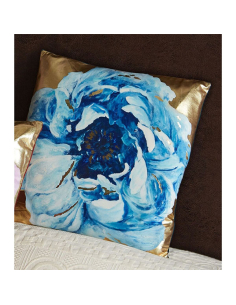 Cojín estampado flor azul y...