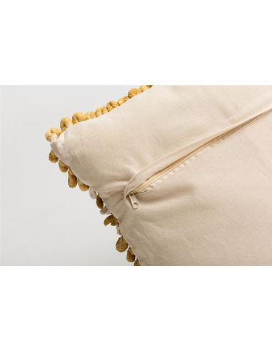 Cojín crochet combinado mostaza