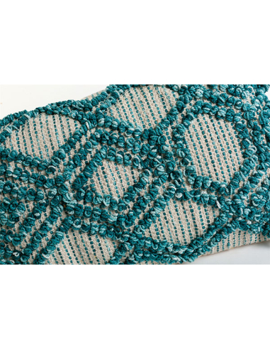 Cojín pompón crochet rombos azul...