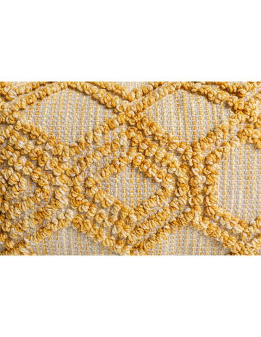 Cojín pompón crochet rombos mostaza...