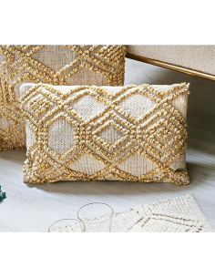 Cojín pompón crochet rombos...
