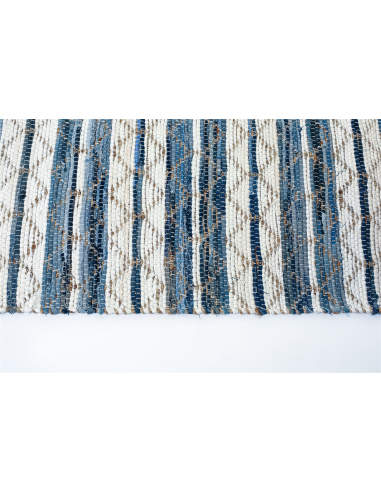 Alfombra cenefa pompón crochet azul