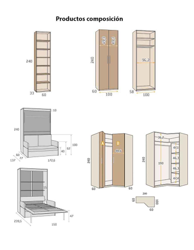 Composición dormitorio cama abatible...