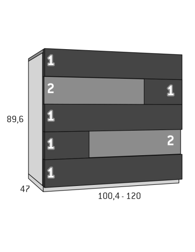 Cómoda Cinco Cajones Kúbica Tetris