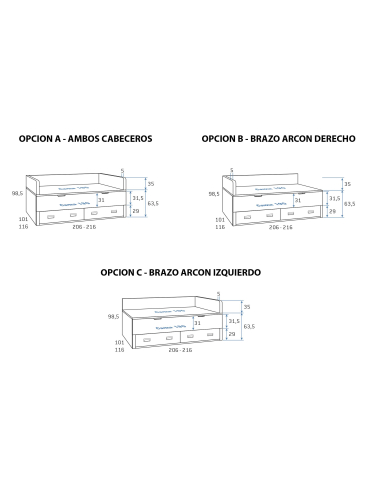 Compacto nido oculto y dos baúles
