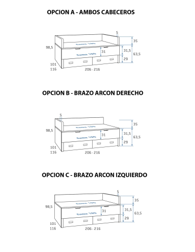 Compacto nido oculto y dos cajones