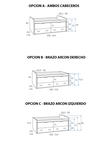 Compacto con nido oculto y dos baúles