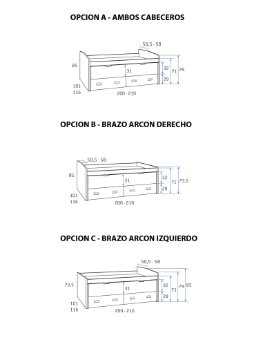 Compacto con nido oculto y dos cajones