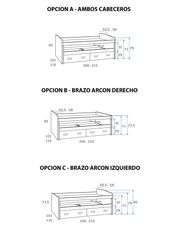 Compacto con nido y dos cajones con...
