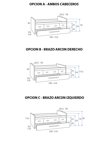 Compacto con tres cajones y somier...