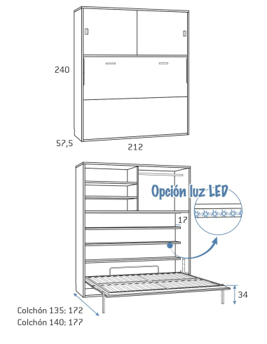 Cama abatible horizontal baja grande...