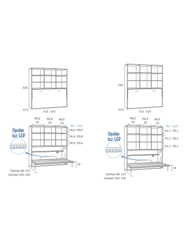 Cama abatible horizontal baja con...