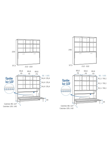 Cama abatible horizontal baja con...