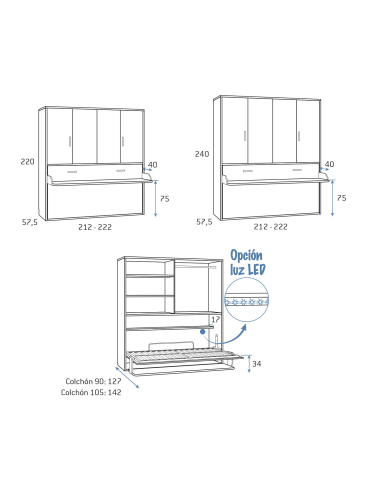 Cama abatible horizontal baja con...