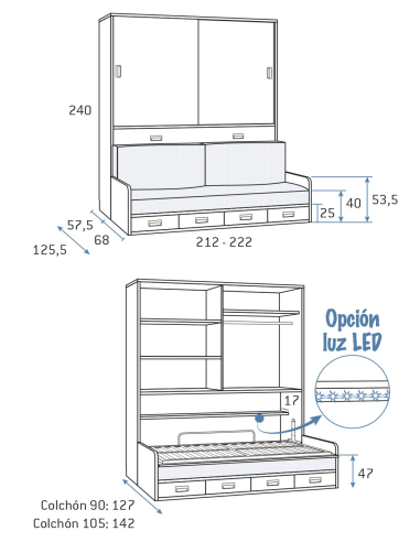 Cama abatible horizontal baja con... Cama abatible horizontal baja con...