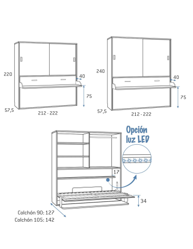 Cama abatible horizontal baja con...
