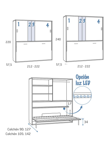 Cama abatible horizontal baja con...