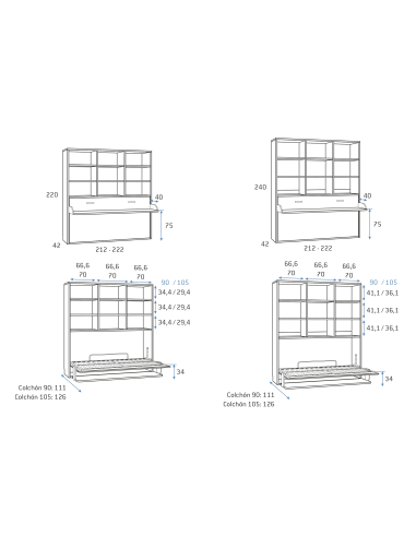 Cama abatible alta horizontal con...
