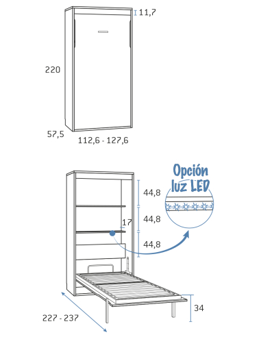 Cama abatible vertical fondo 56 Cama abatible vertical fondo 56