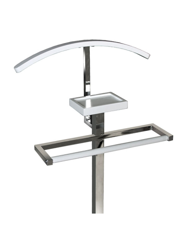 Galán metal y madera blanco