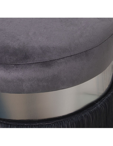 Puff terciopelo gris flecos banda... Puff terciopelo gris flecos banda...