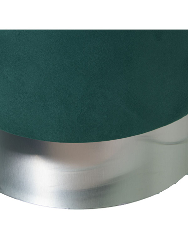 Puff terciopelo verde banda acero plata