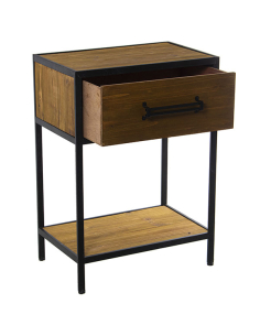 Mesa de noche madera y metal 2