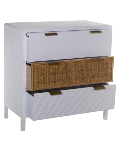 Cómoda madera tres cajones blanco y...