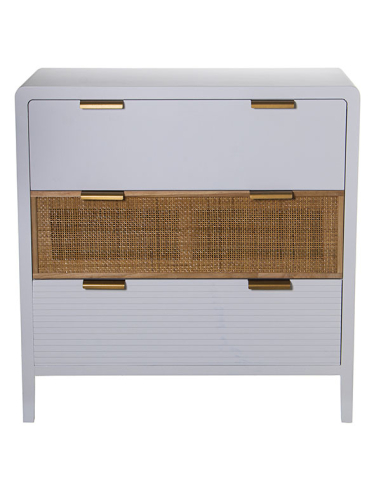 Cómoda madera tres cajones blanco y...