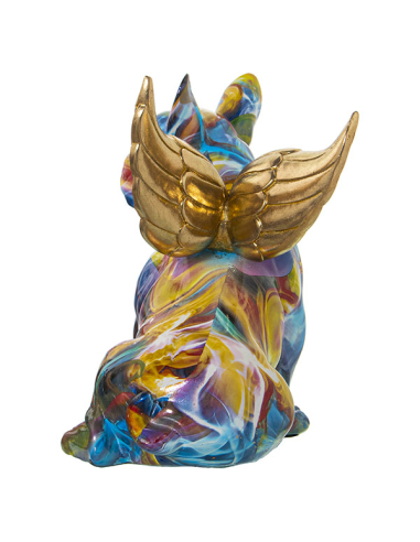 Figura resina perro alado grafiti