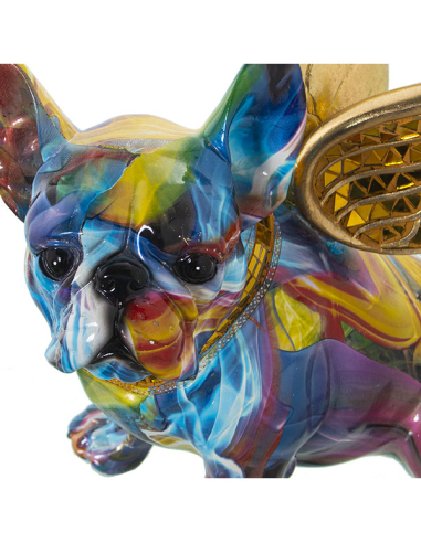 Figura resina perro alado grafiti