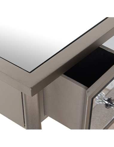 Mesa tocador madera y espejo taburete...