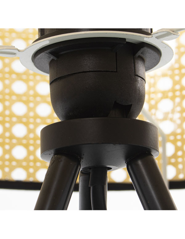 Lámpara sobremesa metal pantalla mimbre